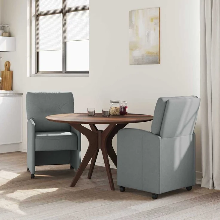 vidaXL Esszimmerstühle mit Rollen 2 pcs Hellgrau 57 x 67 x 95 cm Stoff 42017847 – Bild 2