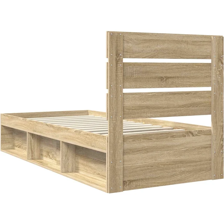 vidaXL Bettrahmen Sonoma-Eiche 90 x 200 cm Massives Kiefernholz 3411786 – Bild 8