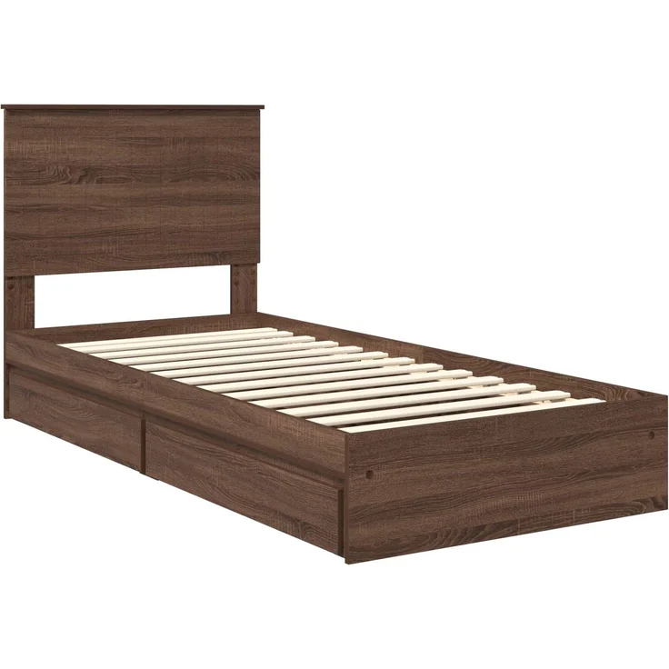 vidaXL Aufbewahrungsbett Braun Eichen-Optik 90 x 200 cm Holzwerkstoff 3411249 – Bild 3