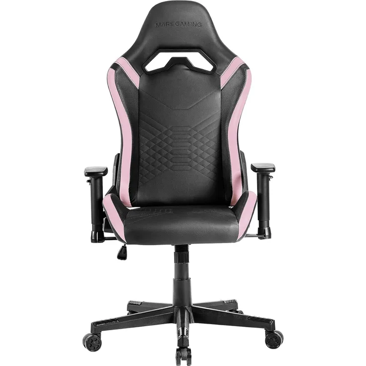 Mars Gaming MGC-PRO, Professioneller Gaming-Stuhl, PU-Leder-Oberfläche, 2D-Armlehnen und 135° Verstellbare Rückenlehne, Soft-Touch Lenden- und Nackenkissen, XL-Rollen und Klasse 4 Gasfeder, Rosa