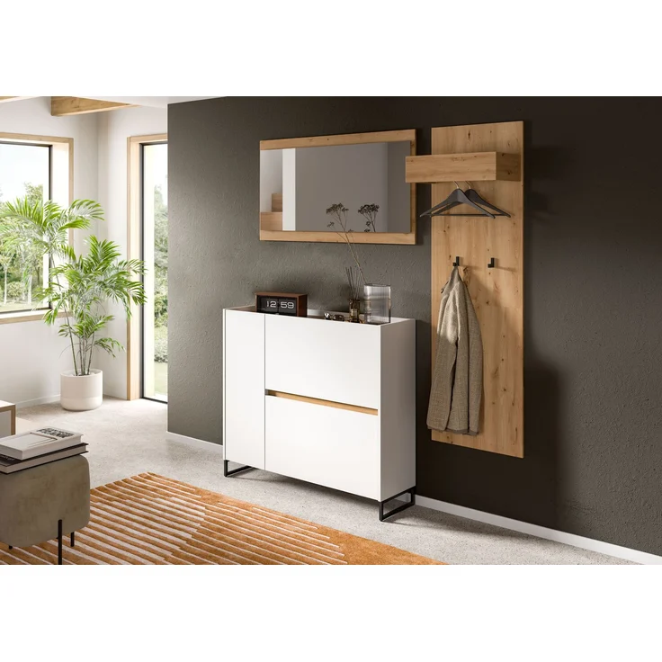 Garderobenkombination B/H/T: 192x175x32 cm in weiß Nachbildung und Artisan Oak Nachbildung – Bild 5