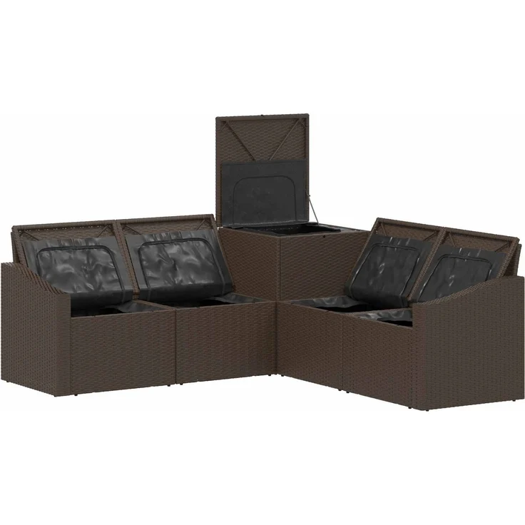 vidaXL Sofa Set 5 stk. Braun und Creme Weiß Polyrattan und Stahl 3447816 – Bild 6