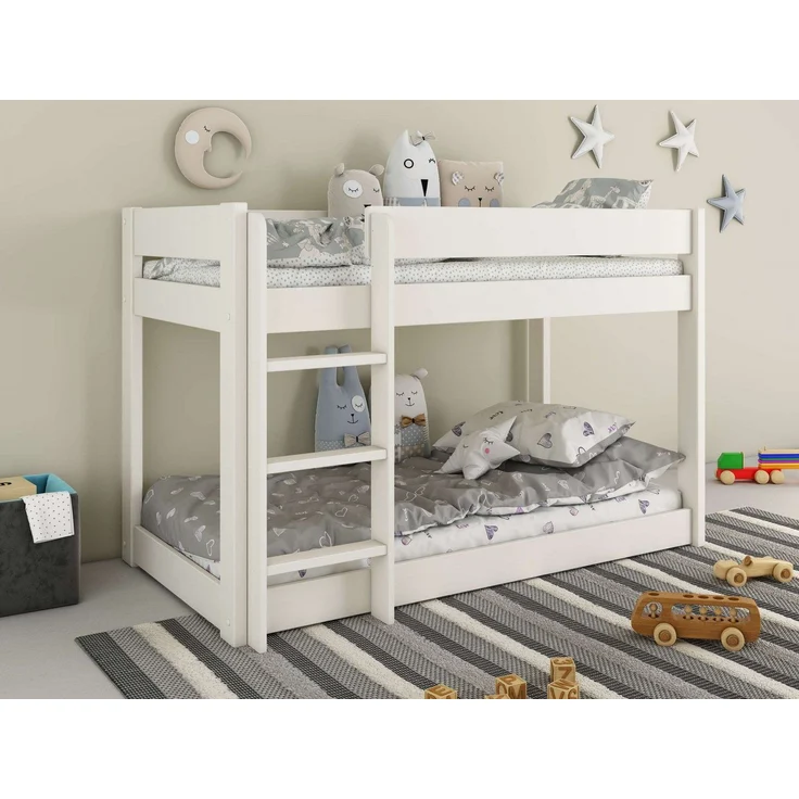 Lüttenhütt Kinderbett ROBIN,Bodenbett,Etagenbett,Leiter/Einstieg seitenverkehrt montierbar, Montessori Stil, zertifiziertes Massivholz