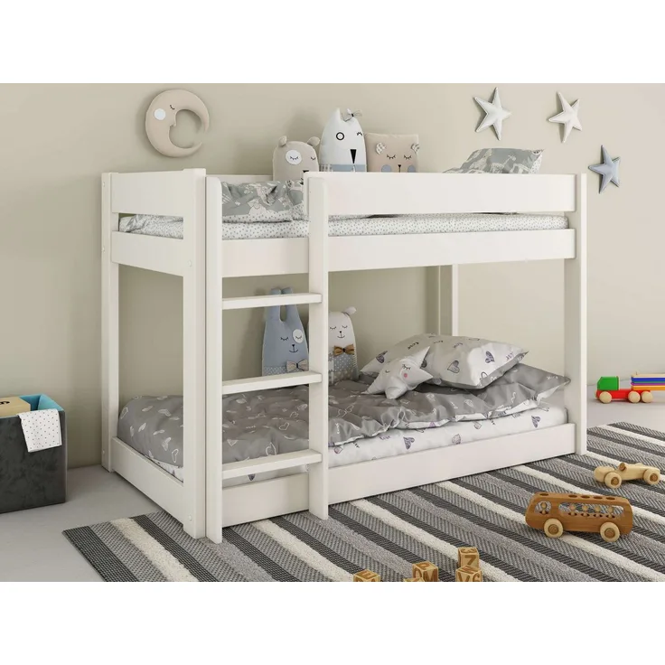 Lüttenhütt Kinderbett ROBIN,Bodenbett,Etagenbett,Leiter/Einstieg seitenverkehrt montierbar, Montessori Stil, zertifiziertes Massivholz