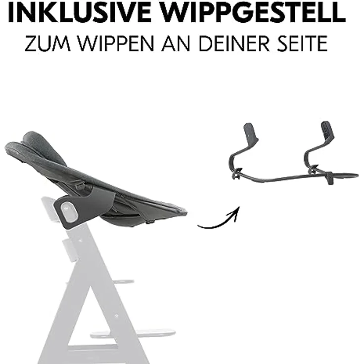 Hauck Babywippe Alpha Bouncer, Newborn-Aufsatz, 5-Punkt-Gurt, verstellbare Rückenlehne, grau – Bild 5