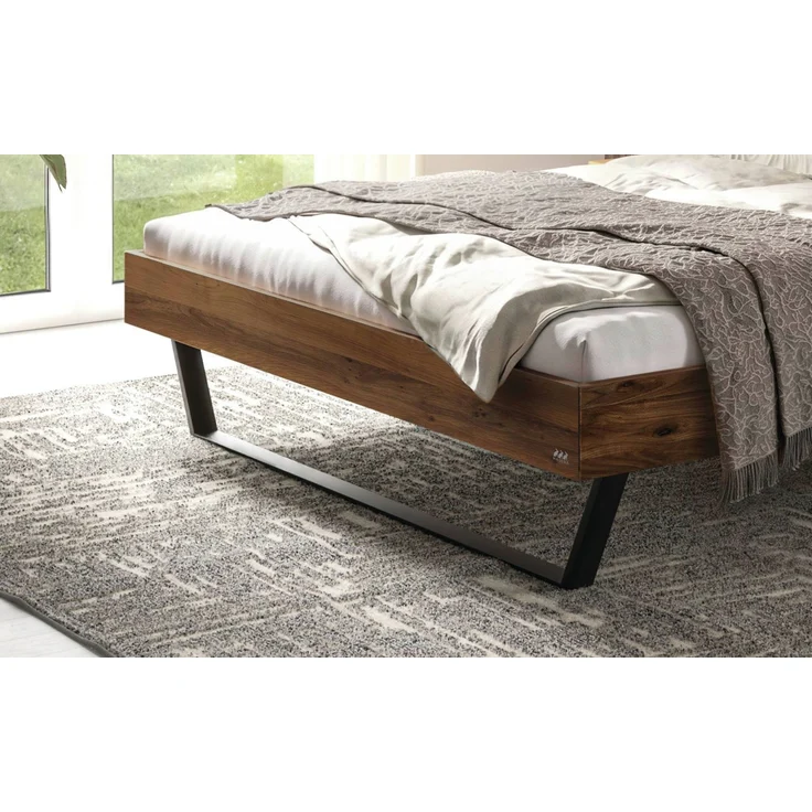 Hasena Massivholzbett Romeo Nussbaum mit Metallkufen 140x210 cm, Komforthöhe 25 cm – Trento – Bild 4
