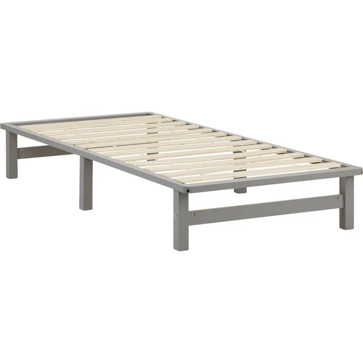 Holzbett 90x200 mit Matratze Holzbettrahmen Grau Palettenbett Einzelbett Bett Massiv Holz Bettgestell – Bild 8