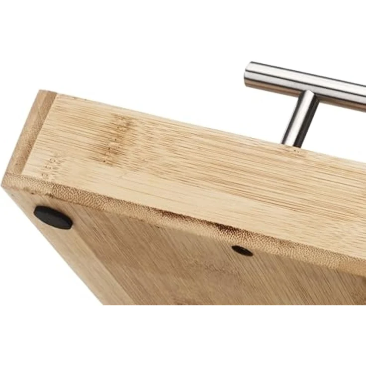 Kobolo Tablett rechteckig aus Bambus mit Metallgriffen - braun, Bambus – Bild 5