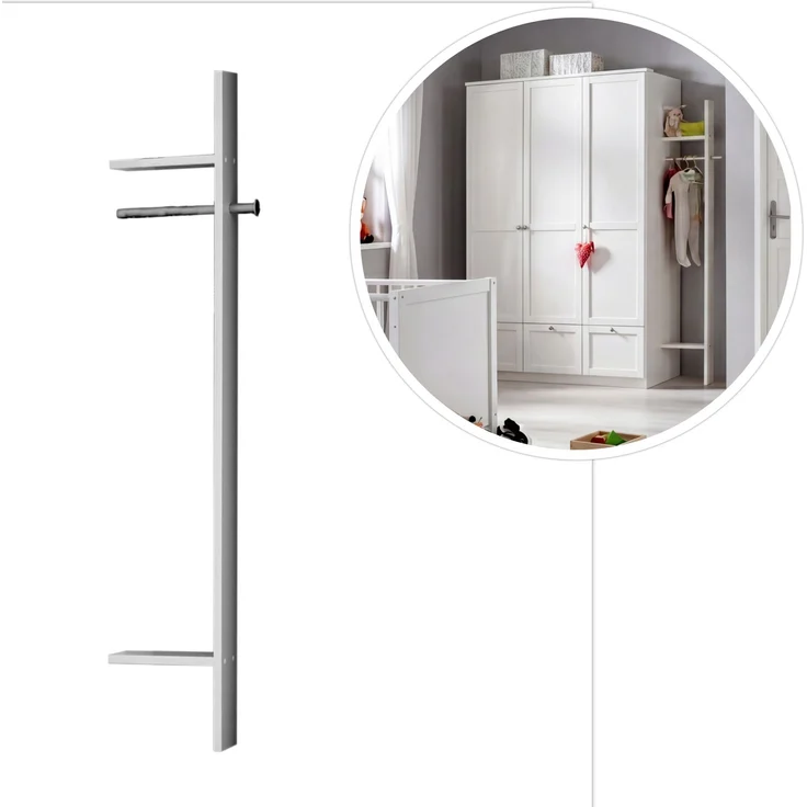 Babyzimmer-Set Zubehör: Garderobenset B32/H179/T12 cm, Landhausstil in Weiß – Bild 1