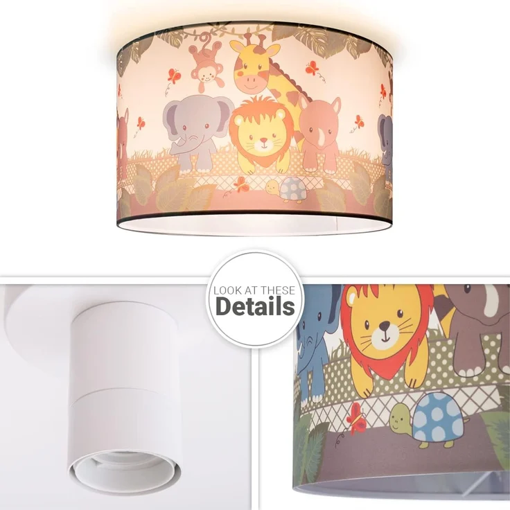 Paco Home Deckenleuchte Diamond 634, ohne Leuchtmittel, Kinderlampe Deckenlampe LED Kinderzimmer, Dschungel-Tiere, E27 – Bild 4