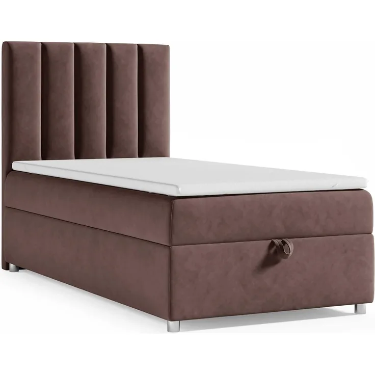 Best for Home Boxspringbett K10 SINGLE mit Bettkasten mit Lieferung, Aufbau & Entsorgung (Braun 90x200)
