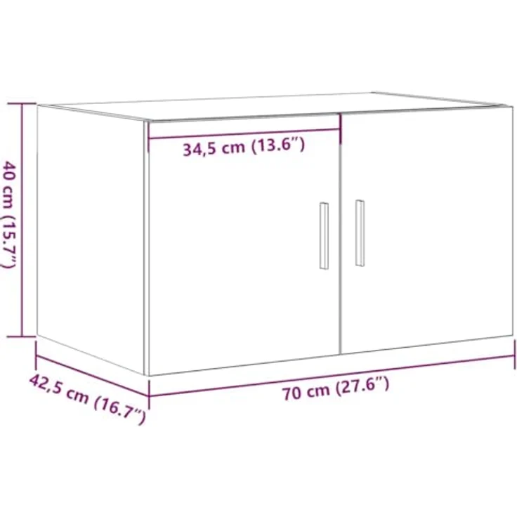 vidaXL Wandschrank Wandmontiert Schwarz Eichen-Optik 70 x 42,5 x 40 cm 869152 – Bild 4