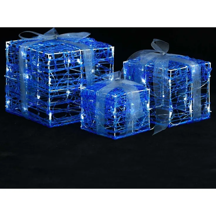 vidaXL LED-Geschenkboxen 3 Stk. Weihnachtsdekoration Kaltweiß 328791