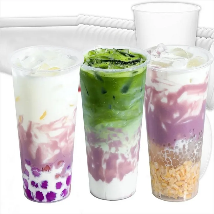 KingLux Mehrwegbecher 100Stück 500ml Partybecher mit Deckel Spülmaschinenfeste PP-Becher, (100-tlg)