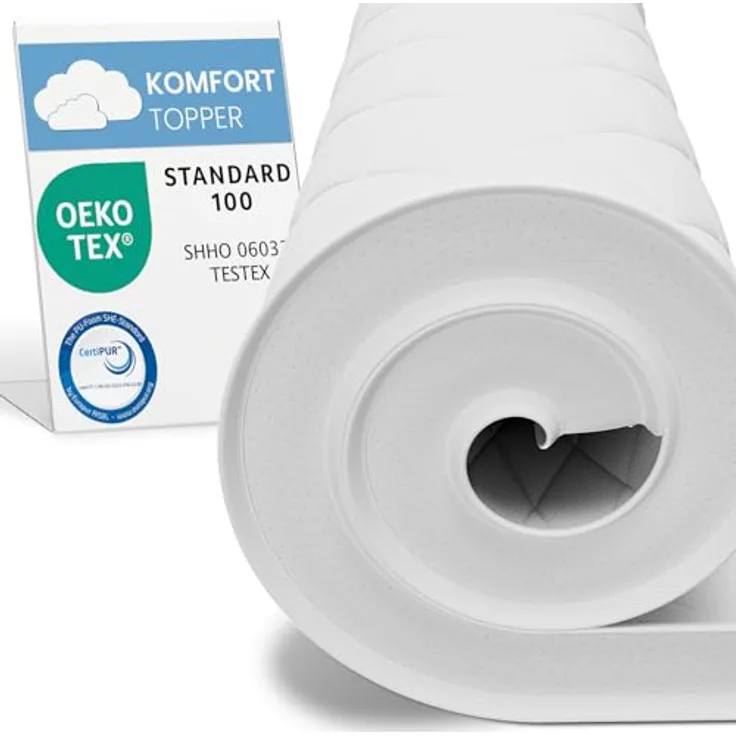 ELONEO Komfortschaum Matratzen Topper 80x200cm, 6 cm Höhe, atmungsaktiv, hautfreundlicher Bezug, waschbar bei 60 °C, für Allergiker geeignet