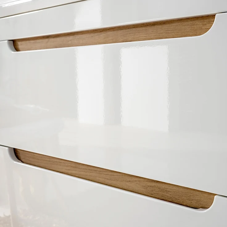 Waschtisch-Unterschrank 81 cm LUTON-56, Hochglanz weiß mit Wotan Eiche Nb, B/H/T ca. 81/61,5/46 cm – Bild 6