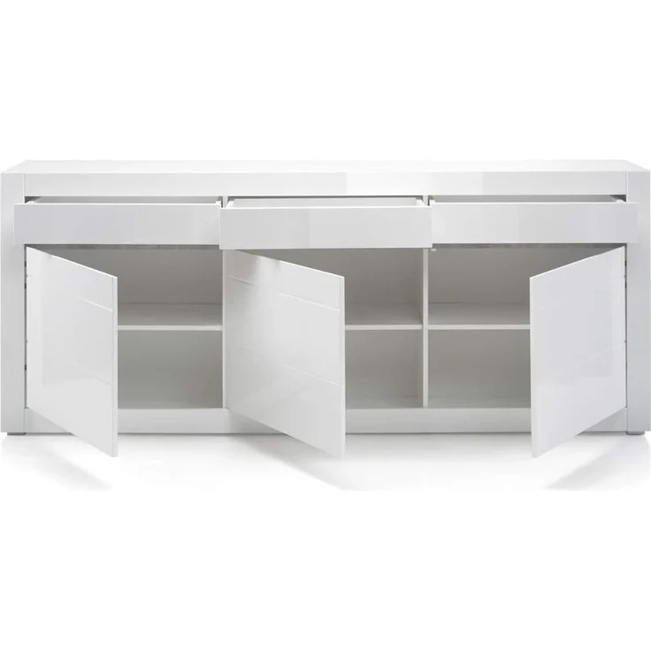 Lomadox Wohnwand COGO-61, (2-St), mit Vitrinen inkl. LED und Sideboard in weiß Hochglanz 369 x 198 x 42 cm – Bild 4