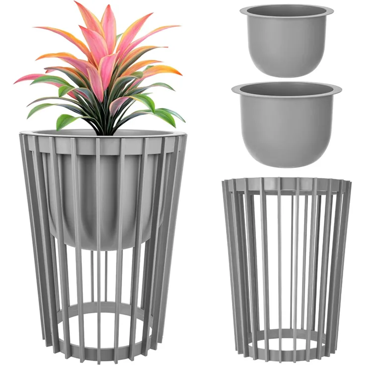 KADAX Doppelseitiger Blumenständer 54 cm Platin + 2 Einsätze