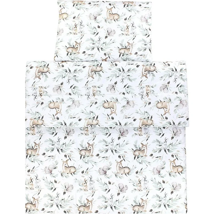 TupTam Kinderbettdecke-Set, Ganzjahresdecke, 2tlg., 1x Bettdecke, 1x Flachkissen, Hasen / Rehe im Laub, 135x100 cm – Bild 4