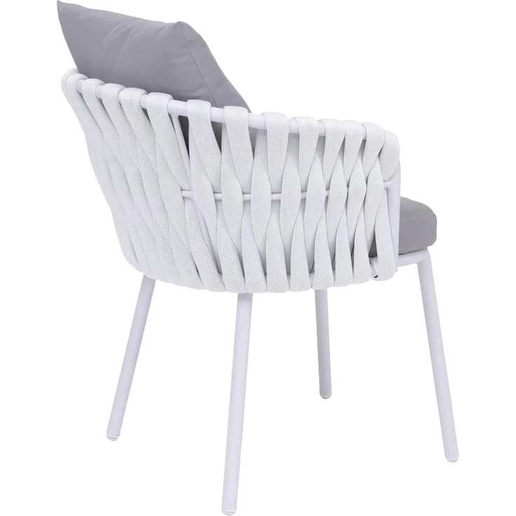 2er-Set Aluminium-Esszimmerstuhl HWC-P89, Indoor Stuhl Armlehne, Stoff/Textil (180 g/m²) Seilgeflecht Rope ~ hellgrau – Bild 7