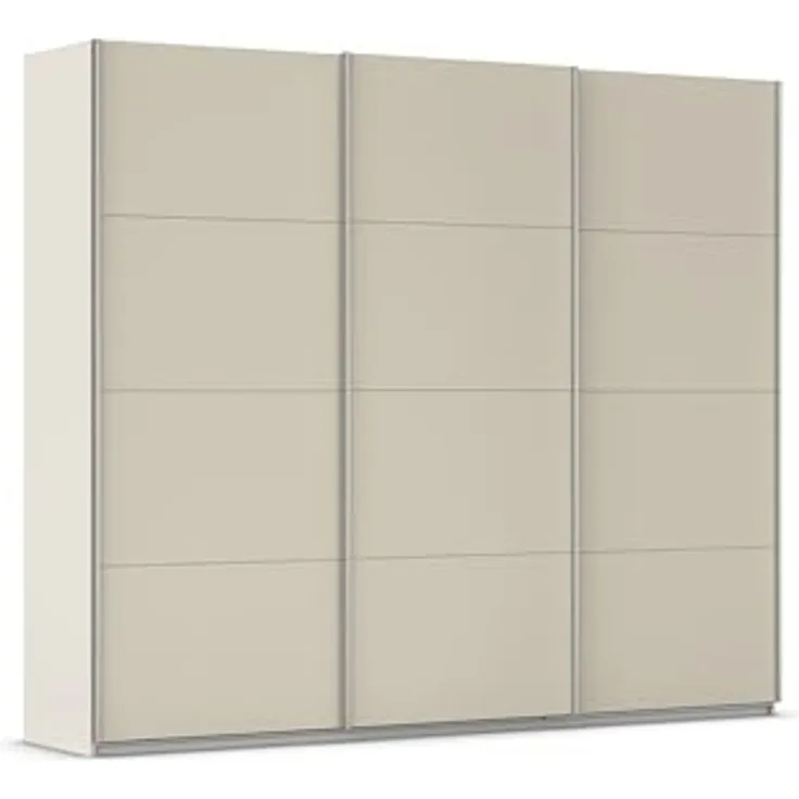 Rauch Möbel Kulmbach, Kleiderschrank mit Schwebetüren für Schlafzimmer, Kinderzimmer, Garderobe, Flur, 3-türig, mit Soft-Close-Funktion, Zubehör Premium, Farbe Beige, Breite 271 cm