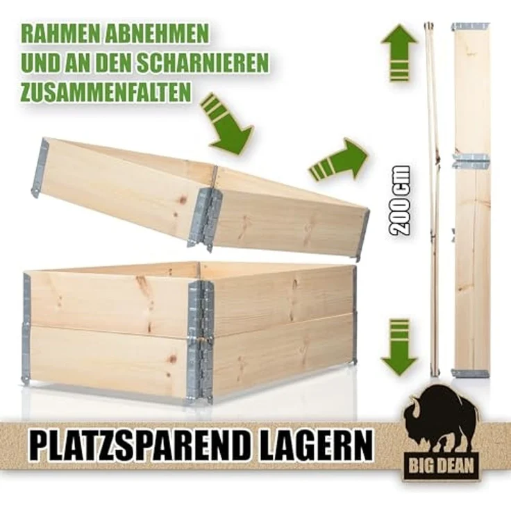 3 Stück Hochbeet für Garten Holz Beet Hochbeete-Kit Palettenrahmen 120x80 cm – Bild 4
