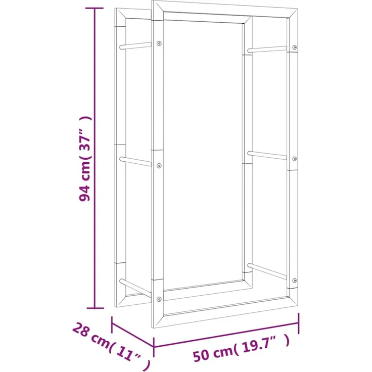 vidaXL Brennholzregal 50x28x94 cm Edelstahl 357860 – Bild 7