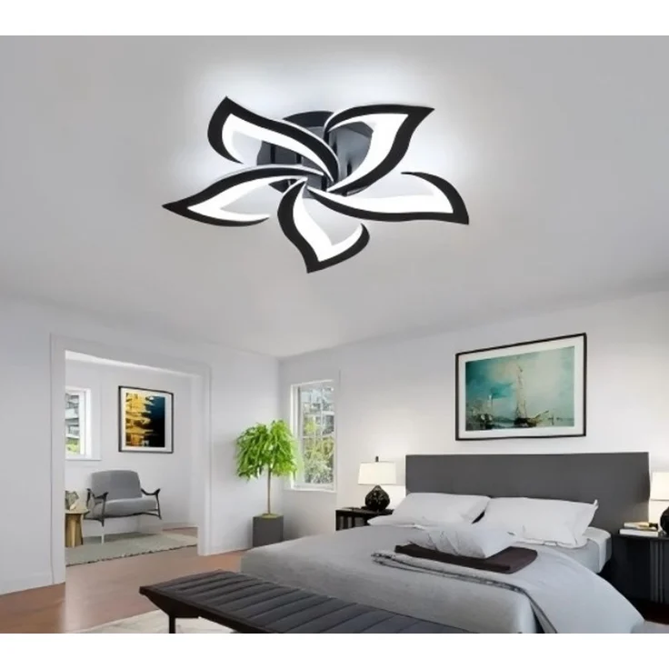 DELIPOP – Moderne 60W 6000K LED – Deckenleuchte – Schwarz – für Wohnzimmer, Schlafzimmer, Küche, Esszimmer – 5 Acryl – Lichtelemente – 60 cm – 60x60x8cm – Bild 3