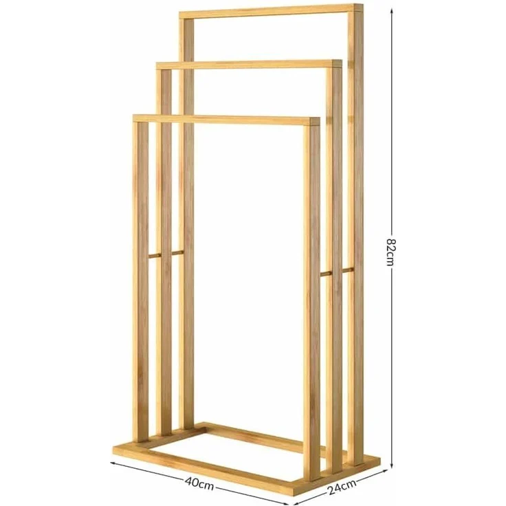 Casaria Handtuchständer, Freistehend Bambus Holz Handtuchhalter Ohne Bohren Badezimmer Ablage – Bild 2