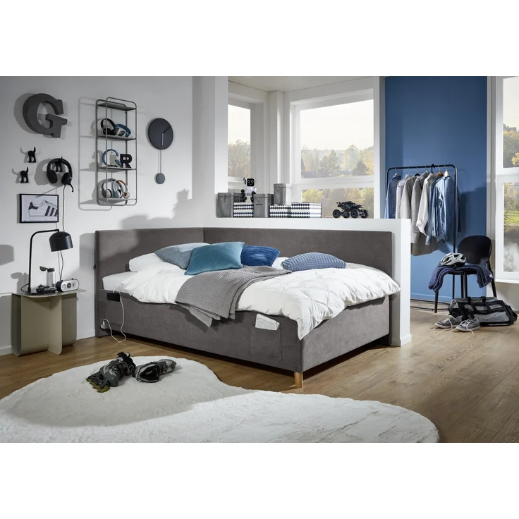 Polsterliege >Cool mit BK< Liegefläche 120x200cm, Anthrazit, Stellmaß: 130x90x210cm (BxHxT) – Bild 1