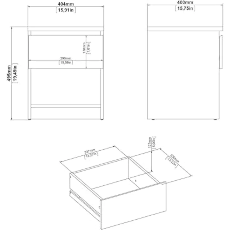 Dmora - Nachttisch Annette, Niedrige Kommode, Tisch, Multifunktionaler Nachttisch, 40x40 h50 cm, Eiche – Bild 2