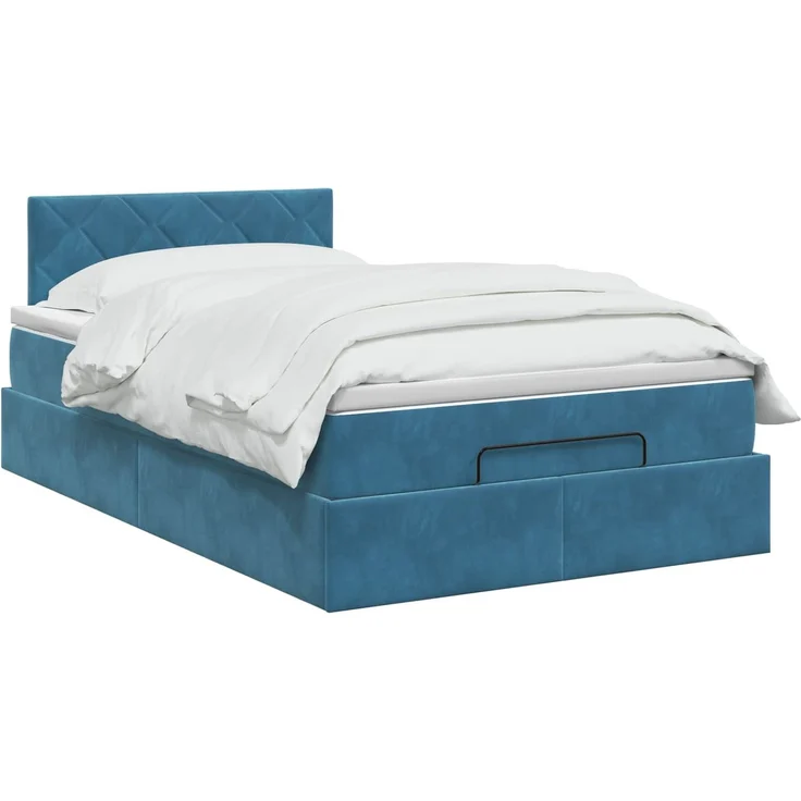 vidaXL Ottoman-Bett mit Matratze und LED Dunkelblau 120 x 190 cm Samt 3457201 – Bild 3