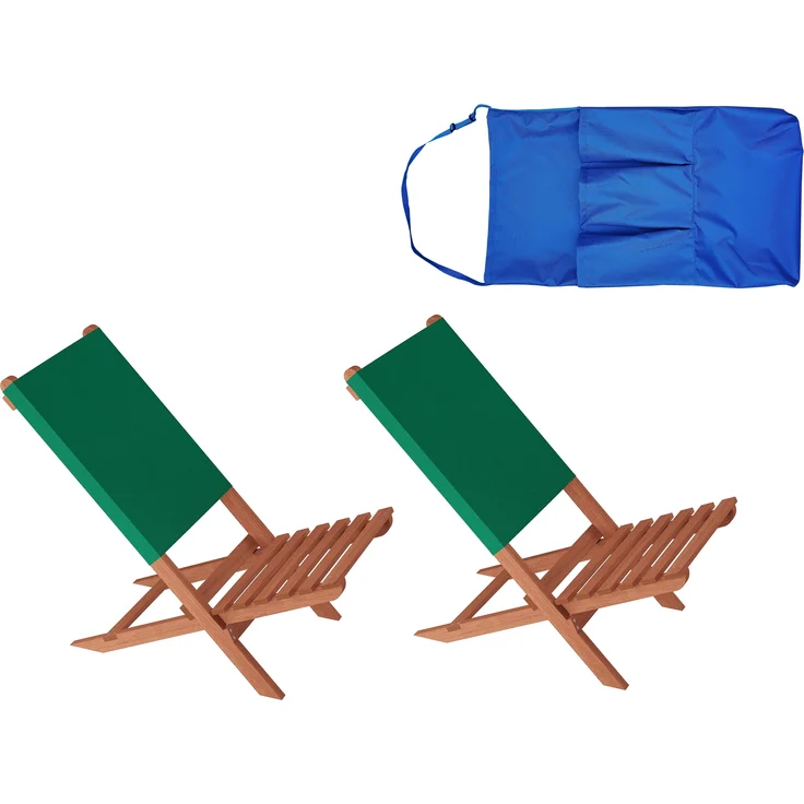 Klappstuhl Strandstuhl Anglerstuhl Gartenstuhl Stuhl zum Zusammenstecken grüner Bezug V-10-352Doppelpack. Tisch. Tasche blau – Bild 3