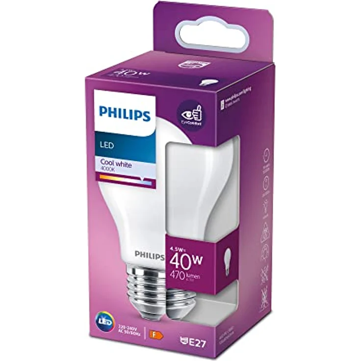 Philips LED Lampe Tropfen E27, 4,5 W - 470 lm Neutralweiß (4000K), entspricht 40 W – Bild 1