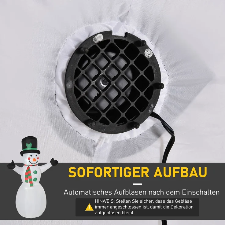 HOMCOM Weihnachtsschneemann, Polyester, Weiß, 130L x 72B x 193H cm – Bild 6