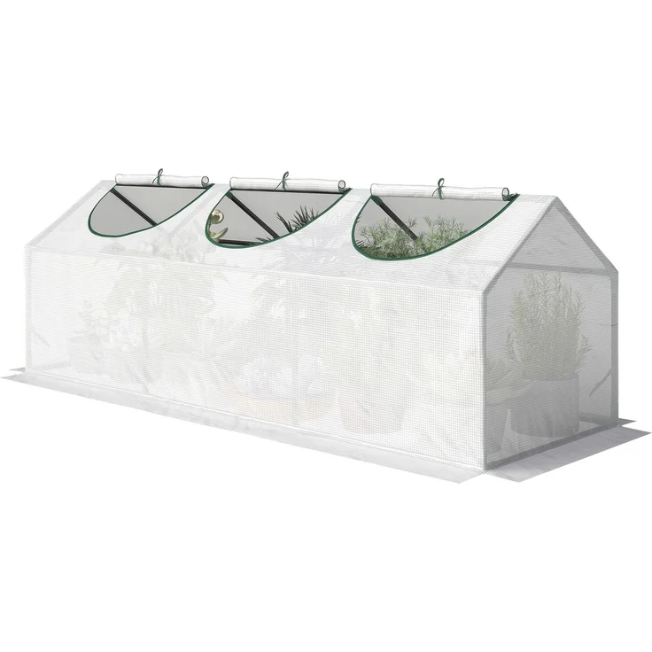 Wohnora-Mini-Gewächshaus mit 3 aufrollbaren Fenstern, hochdichter PE-Folie (140 g/m²), 180 x 60 x 60 cm, weiß,H 600cm x T 880cm x B 600cm – Bild 3