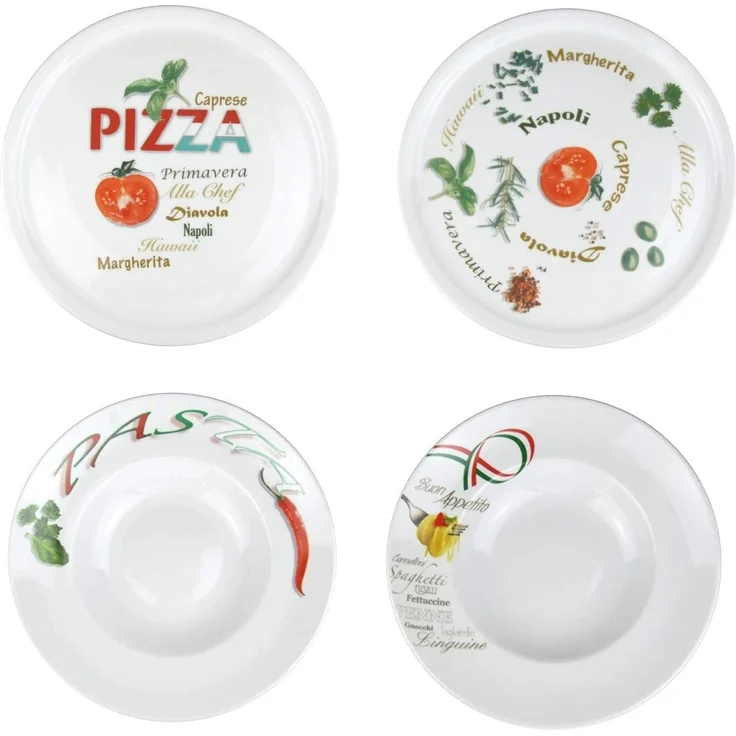 Retsch Arzberg Pastateller 4er Set Pizza und Pasta' mit 2 Pizzateller und 2 Pastateller, Spülmaschinengeeignet – Bild 1
