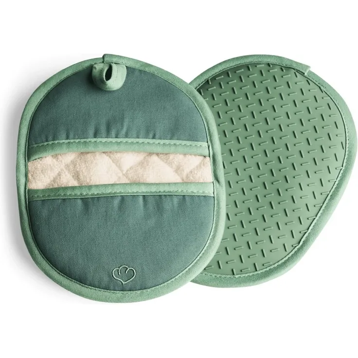 Springlane Topfhandschuhe SPRINGLANE Topflappen-Set 2-tlg. Mint, Silikon & Baumwolle, (2-tlg)