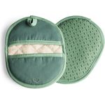 Springlane Topfhandschuhe SPRINGLANE Topflappen-Set 2-tlg. Mint, Silikon & Baumwolle, (2-tlg)