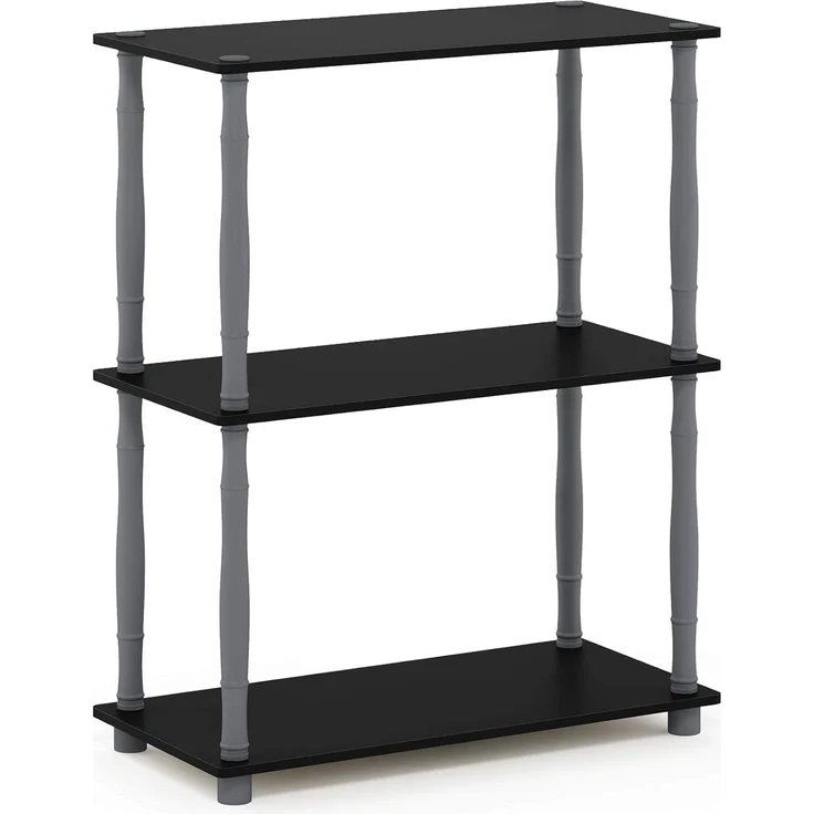 Furinno 3-Ebenen kompaktes Mehrzweck-Regal mit klassischem Rohr, holz, Schwarz/grau, 29. 46x59. 94x75. 18 cm – Bild 5