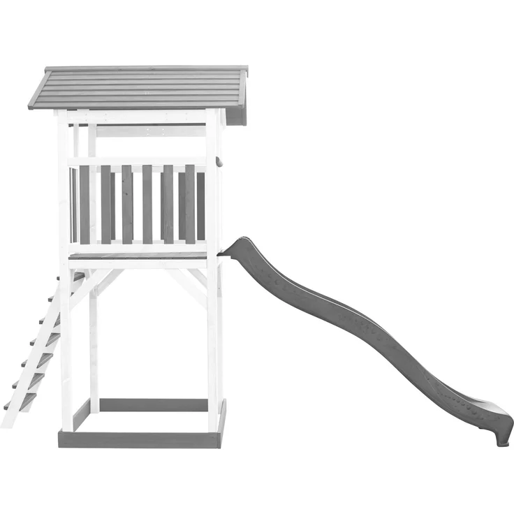 AXI Beach Tower Spielturm aus Holz in Weiß & Grau Spielhaus für Kinder mit grauer Rutsche und Sandkasten | Weiß, grau, grau | Holz | 349 cm – Bild 5