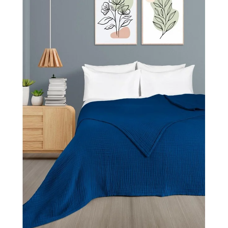 Laynenburg Tagesdecke Musselin aus 100% Baumwolle – Baumwolldecke, Kuscheldecke, Wohndecke als Sommerdecke, Bett-Überwurf, Couch-Überwurf, Sofa-Decke – Bild 2