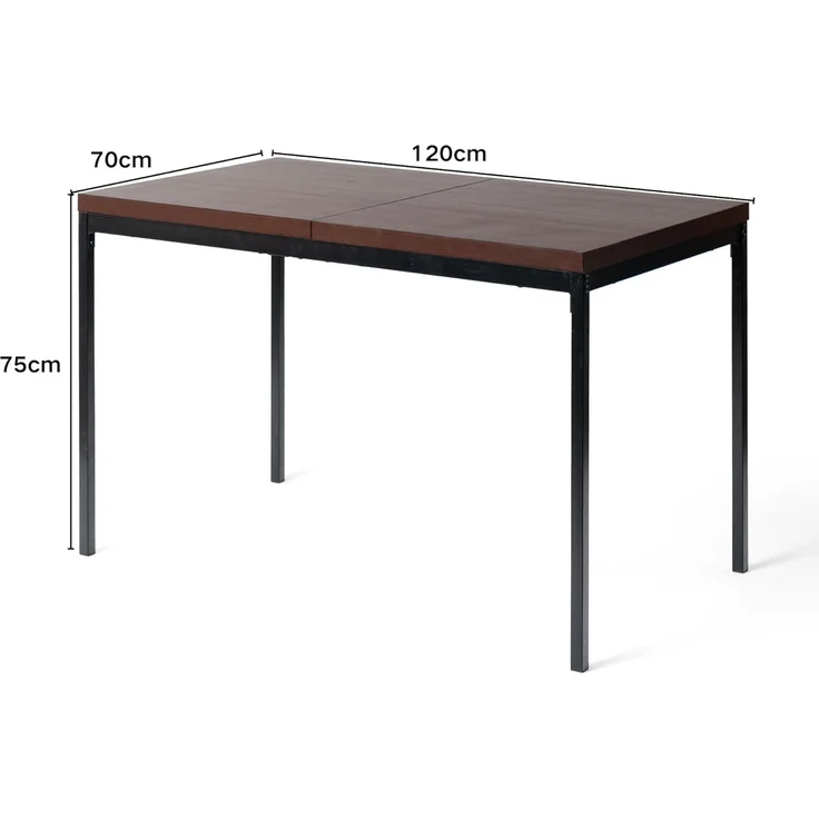 FurnitureR Espresso rechteckiger Dining-Tisch, L-120 cm für 4-6 Personen, Sleek Modernes Design, Thick Wood Top mit Metallrahmen, vielseitig und minimalistisch, Akzent für Outdoor & Innen 120x70 x – Bild 3