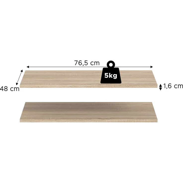 Zubehör Einlegeboden 2er Set (B/H/T: 77x2x48 cm) in Sonoma Eiche Nachbildung – Bild 3