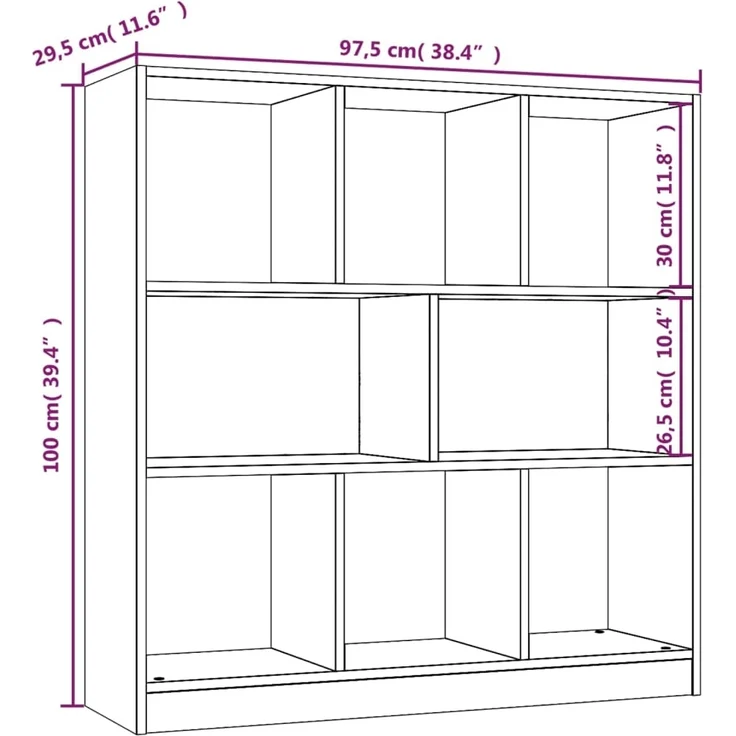 vidaXL Bücherregal Räuchereiche 97,5x29,5x100 cm Holzwerkstoff 826378 – Bild 6