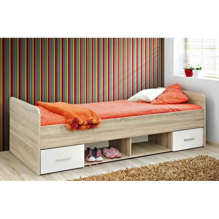 Bett Superior in weiß und Eiche 96 x 204 cm – Bild 2