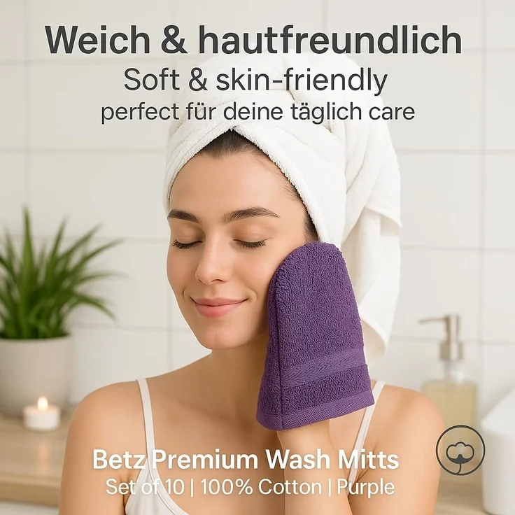 Betz Waschhandschuh 10-tlg. PREMIUM Größe 16 cmx21 cm, Baumwolle (Set, 10-St), 100% baumwolle – Bild 3