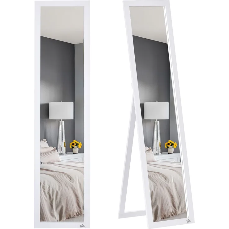 Ganzkörperspiegel, freistehend, Wandmontage, MDF-Rahmen, 37 x 37 x 154 cm, Weiß--Weiß--37x37x154cm--YOUDENOVA