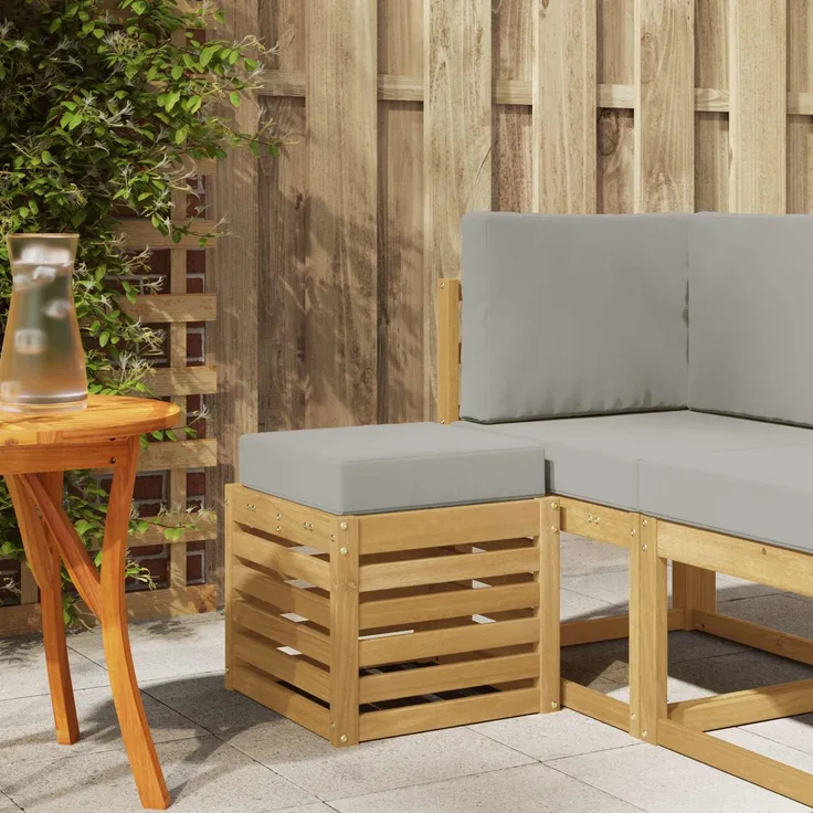 vidaXL Outdoor Hocker Bank Weiß 43 x 43 x 45 cm Massivholz Akazie 901681