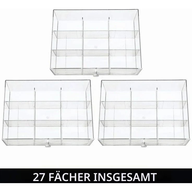 mDesign Kosmetik Organizer 3 Schubladen 27 Fächer Aufbewahrungsbox Hellrosa – Bild 3